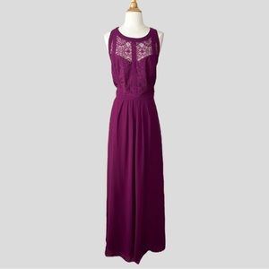 City chic small plus size 16 mulberry maroon paneled lace bodice maxi dress NWT